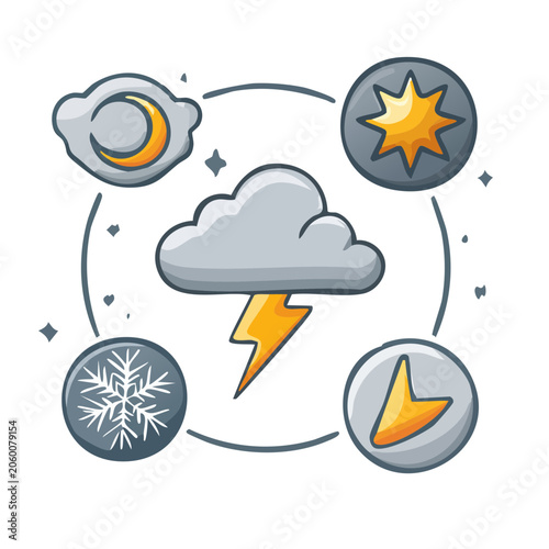 Flat design weather icons set