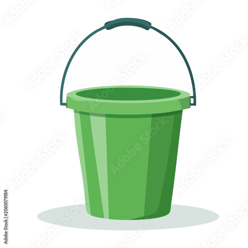 Green Plastic Bucket with Handle Illustration