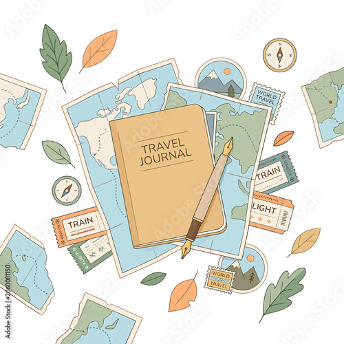 Bild auf Leinwand Travel Journal Planning Adventure Trip.