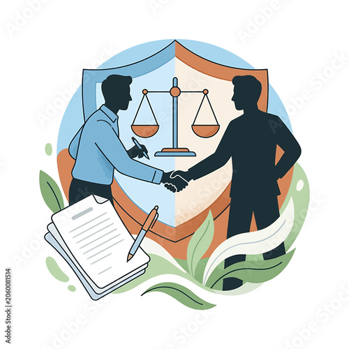 Tableau sur toile Two men shaking hands in law.