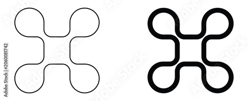 Slika na platnu Command icon collection showcasing outline and solid vector designs for system operations, software commands, navigation controls, and digital interface applications