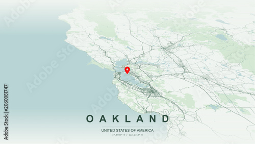 Tableau sur toile Modern minimalist vector map of Oakland, California, USA