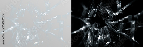 Obraz na płótnie Transparent png of shattered blue and silver glass with realistic broken cracks