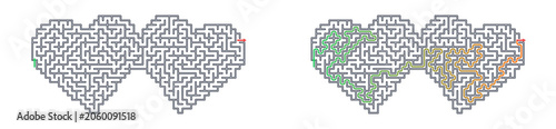 Maze game in heart shape for Friendship Day