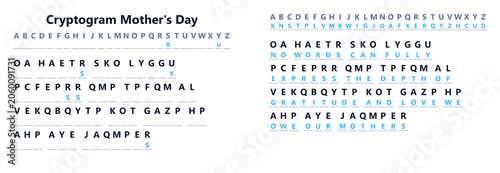 Cryptogram for Mother's Day with encoded messages