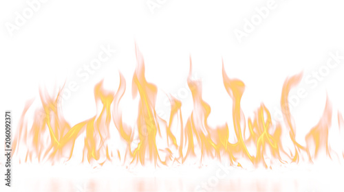 Obraz na plátně Transparent PNG of realistic fire flames in gold color overlay with intense heat