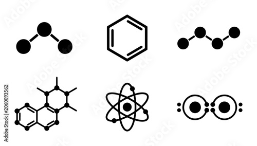 Bild auf Leinwand Chemistry Icons Set, Molecular Structure Graphics, Scientific Symbols Vector Col