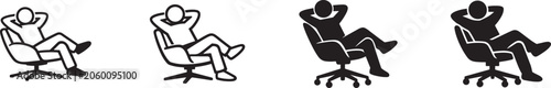 Foto Person relaxing on chair icon set for leisure, comfort, wellness, rest, and lifestyle concepts