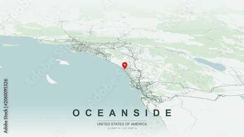 Tableau sur toile Modern minimalist vector map of Oceanside, California, USA