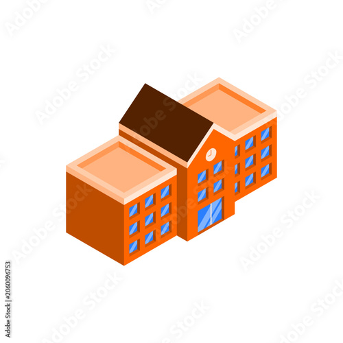 Isometric School Vector Icon Illustration.