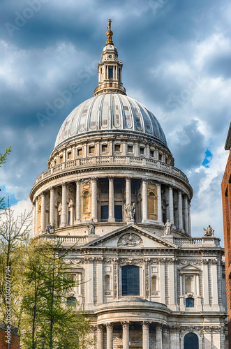 Dome of St Paul's Cathedral, iconic church in London, UK