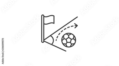 Obraz na plátne Soccer corner kick diagram with ball and flag icon.