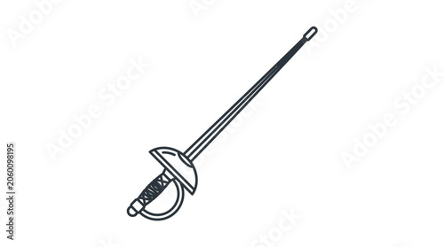Tableau sur toile Diagonal line art of a fencing saber sword.