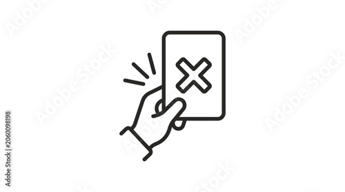 Valokuva Hand holding referee red card with cross mark icon.