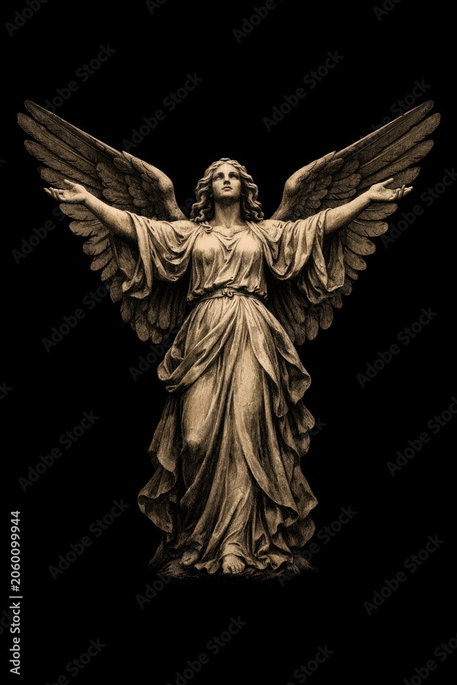 Naklejka premium Elegant angel statue illustration.