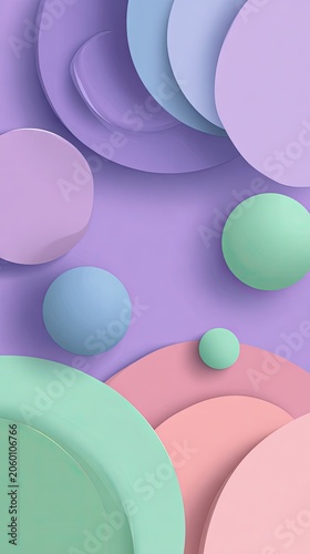 Abstract geometric shapes in pastel colors create modern digital art