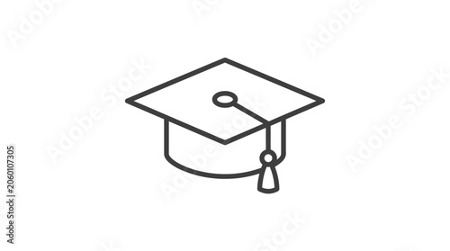 Cuadro en lienzo Minimalist graduation cap mortarboard line art icon.
