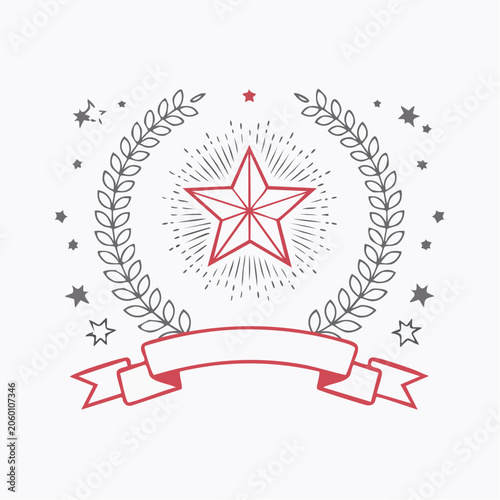 Star Laurel Wreath and Banner Emblem