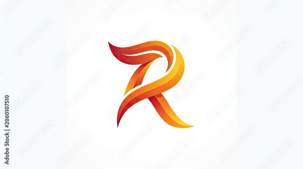 Obraz premium Stylized letter R in the shape of orange flames.