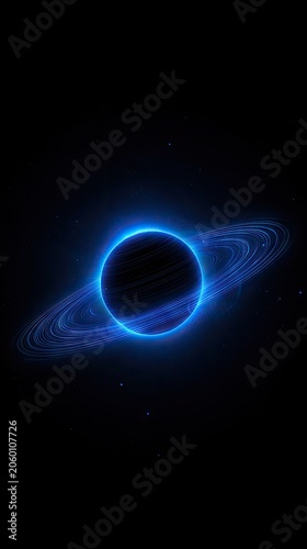 Abstract illustration of a glowing black hole in the dark space environment