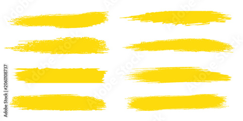Cuadro en lienzo Yellow grunge brush stroke set