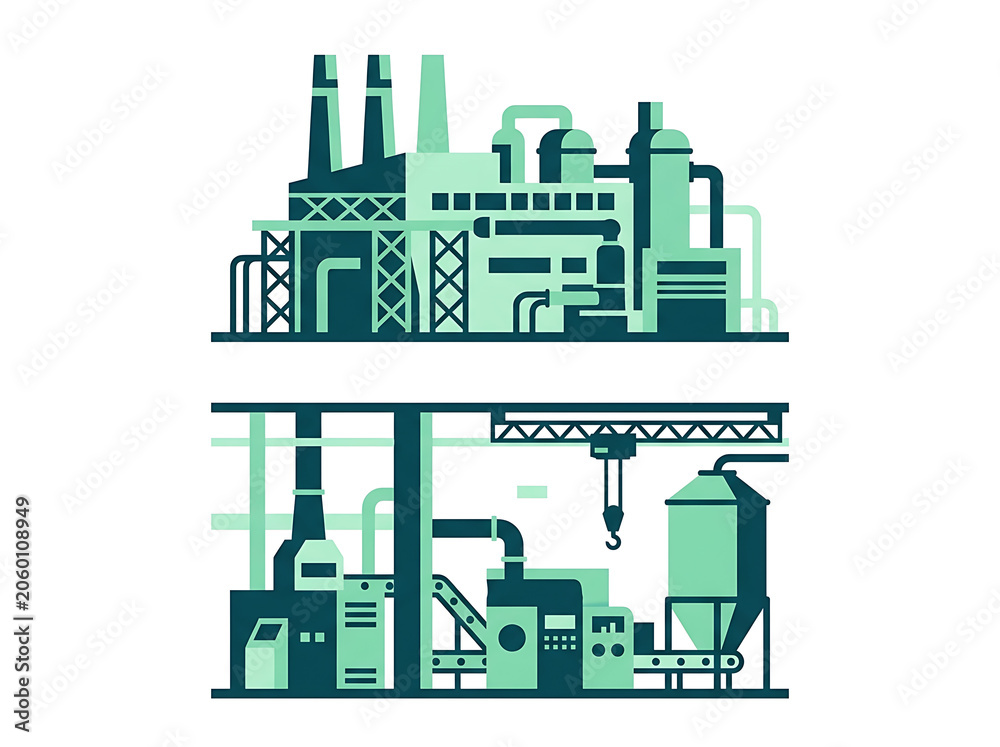 Obraz premium Modern industrial factory assembly line with machinery.