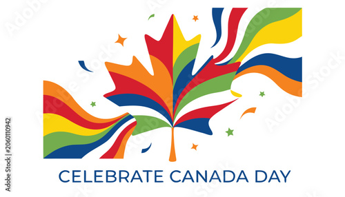 Φωτογραφία Vibrant rainbow maple leaf design celebrating Canada day with festive flair