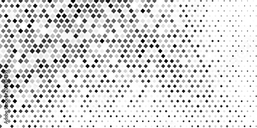 Abstract black and white diamond halftone pattern background. Monochrome rhombus pixel grid texture.