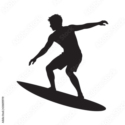 Photography Surfer silhouette vector illustration of an athlete in action surfing pose