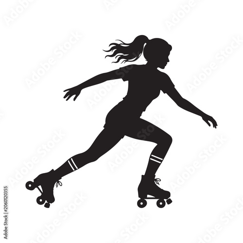 Silhouette of a man running and jumping sport vector illustration of athletic action in black style