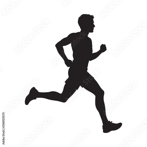 Silhouette of man and young man running in sports action vector illustration