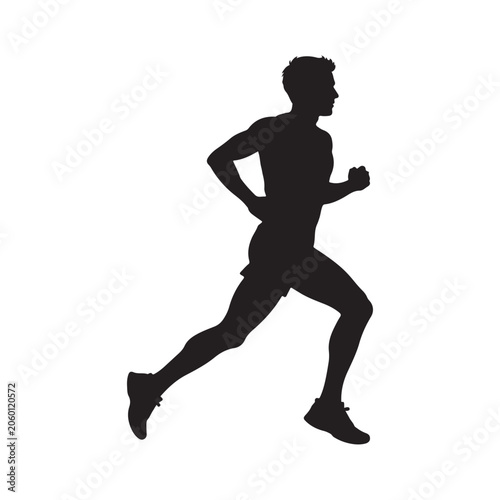 Silhouette of man, woman and young woman running in dynamic sports vector illustration
