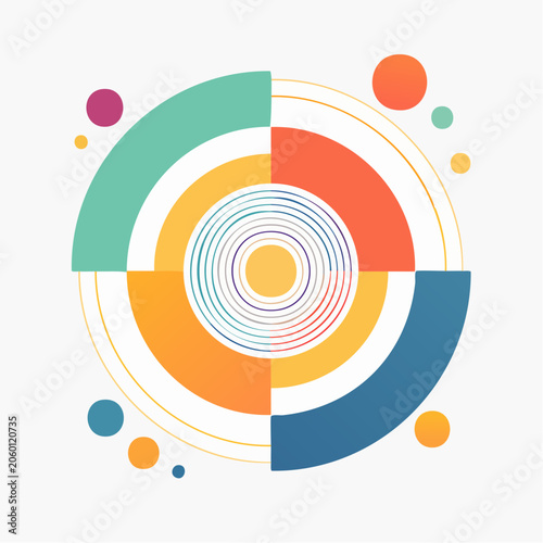 Abstract Geometric Circle Design with Concentric Rings and Arcs