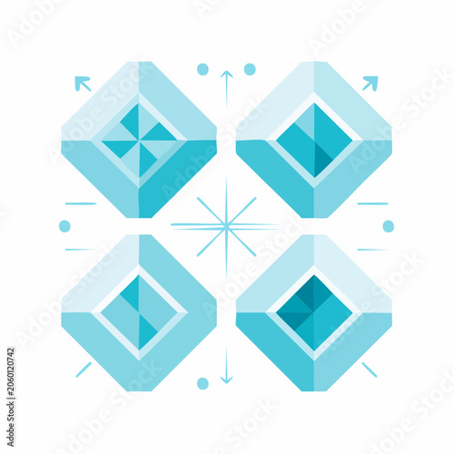 Abstract Geometric Diamond Shapes in Blue Tones