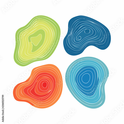 Abstract Organic Shapes with Contour Lines