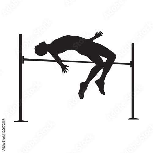 Silhouette of man, woman and girl jumping in dynamic sports action vector illustration
