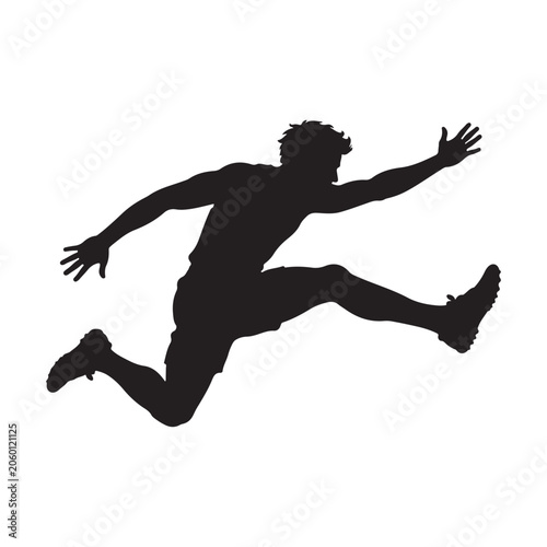 Jumping man silhouette vector illustration sport athlete jumping running action scene