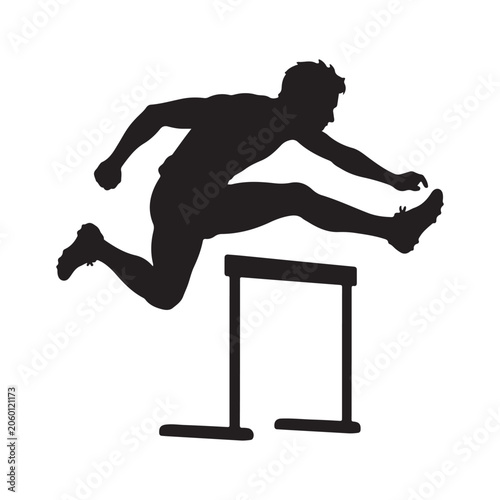 Silhouette of man exercising running and jumping sports action vector illustration
