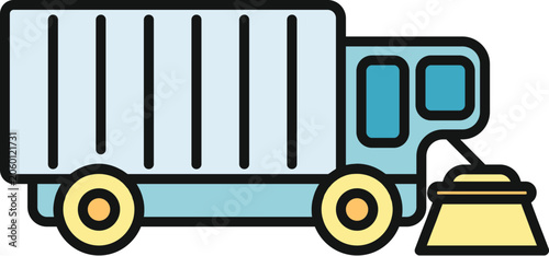 Konstfotografi Street sweeper truck cleaning road icon showing urban sanitation service