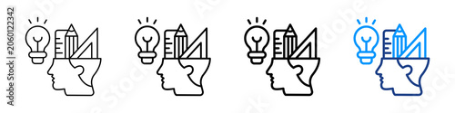 Foto Creative Thinking Icon Different Style Outline Collection Set.