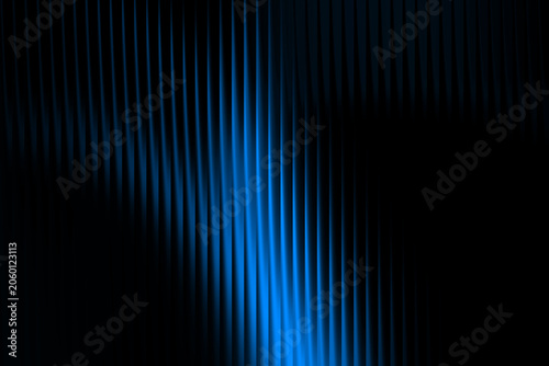 Abstract blue light streaks on black background, futuristic glowing vertical lines, dark neon motion blur texture for technology and cyber security