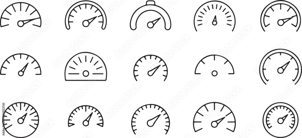 Fototapeta premium speedometer vector pack gauges for ui and dashboard icons set
