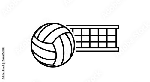 Volleyball and net icon sport equipment illustration on white background