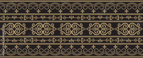 Fotografía Vector gold and black seamless Yakut ornament