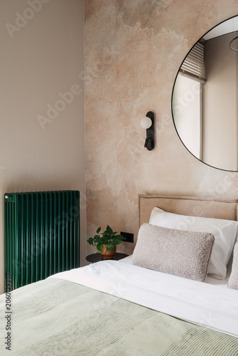 Cozy hotel bedroom with modern design and comfortable furnishings for guests