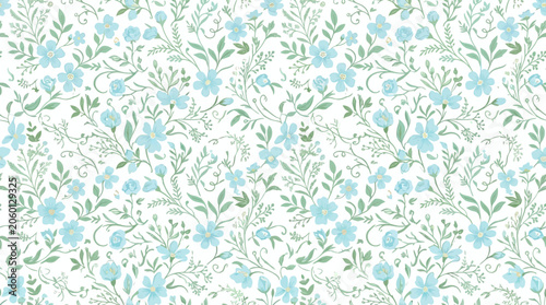 Floral Pattern with Blue Flowers.