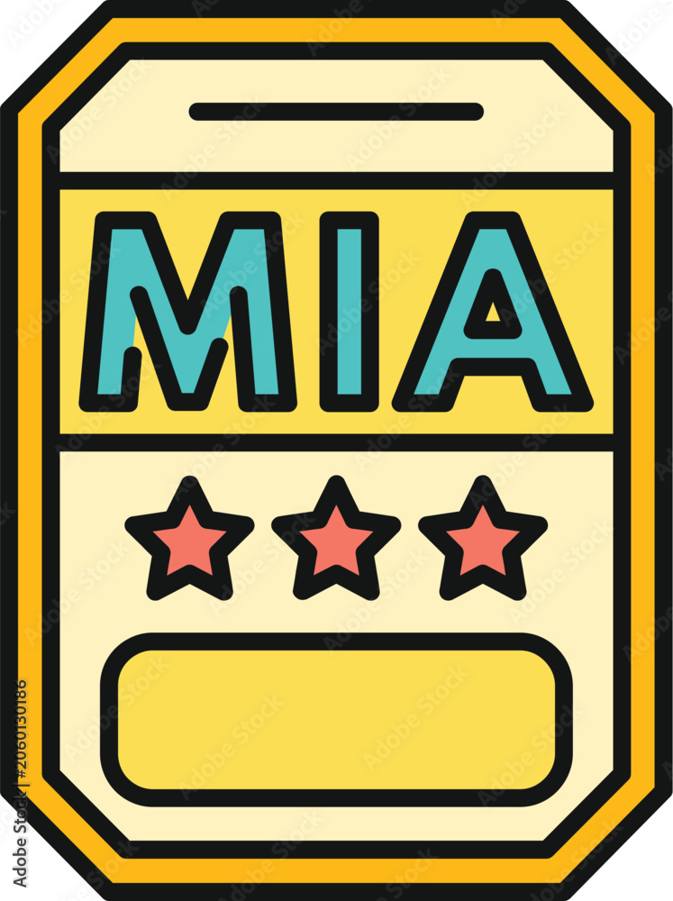 Obraz premium Military service member mia dog tag showing three stars and status
