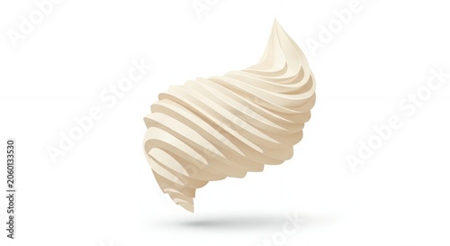 Smooth swirled beige vanilla cream frosting or moisturizing lotion isolated on white background hi-res 3d render