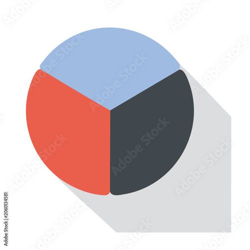 Flat design pie chart icon with three segments