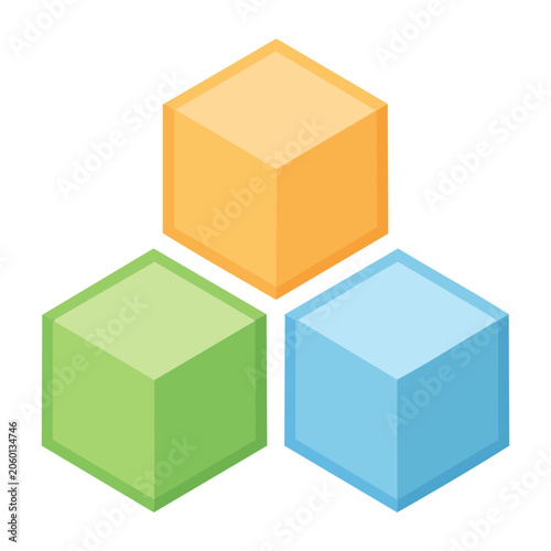 Isometric colorful cubes in stacked arrangement